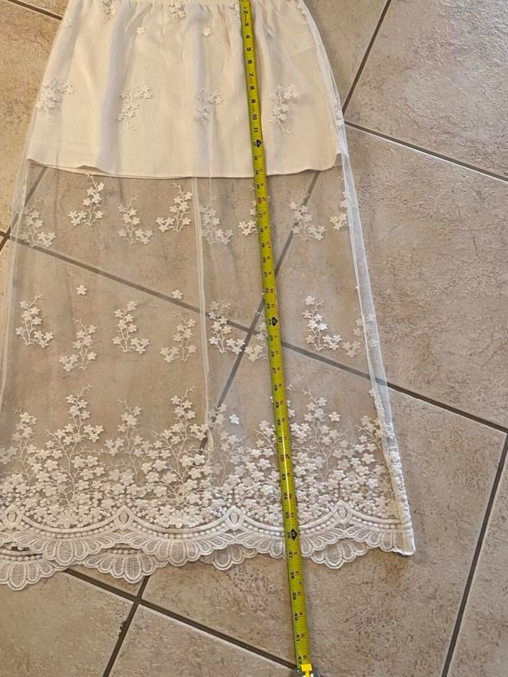 White Lace Maxi Skirt with Floral Embroidery - Picture 3 of 6
